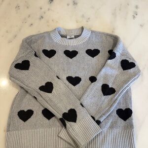 Abercrombie Kids Gray Sweater with Black Hearts
